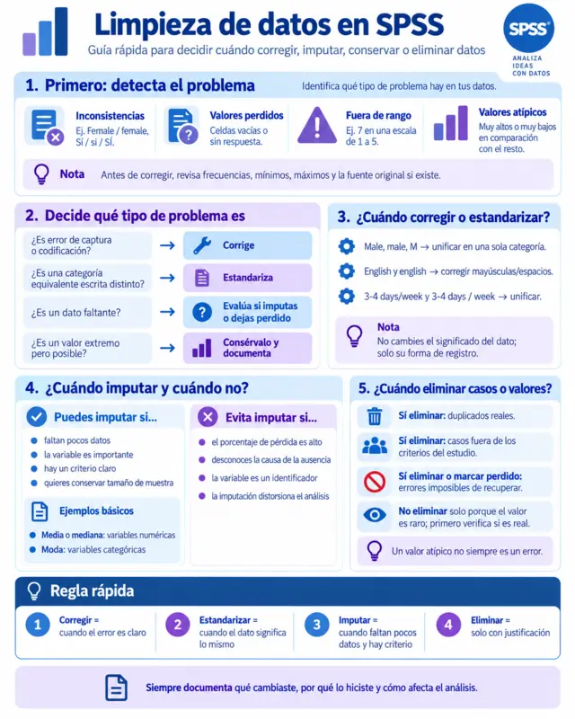 Vista previa de la infografía Limpieza de datos en SPSS